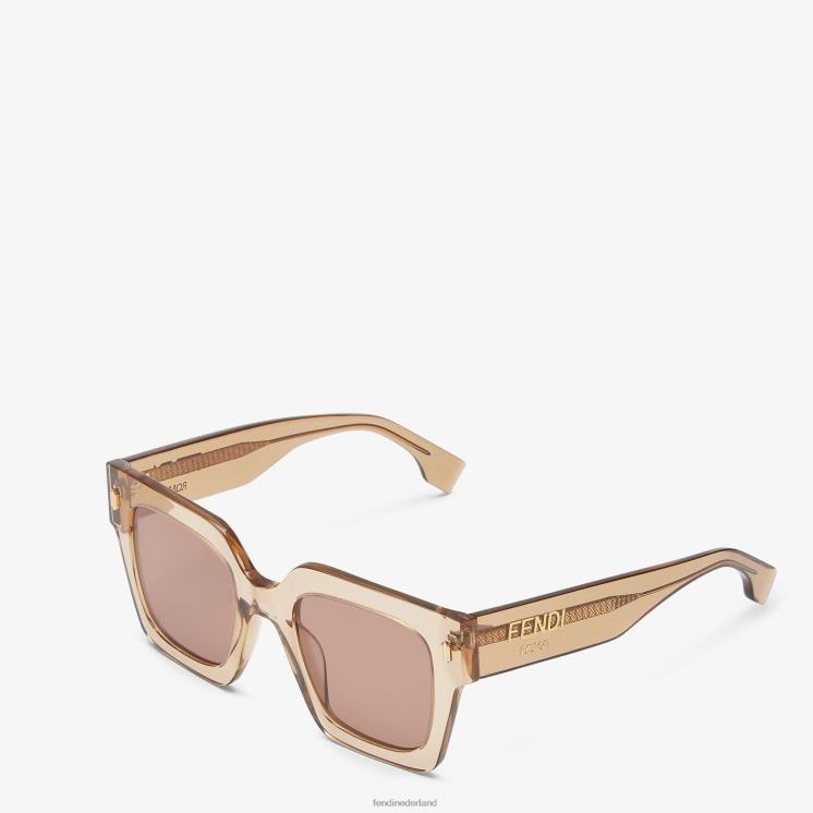 vrouwen accessoires Fendi 0J62L176 Zonnebril van acetaat met laag passende brug beige