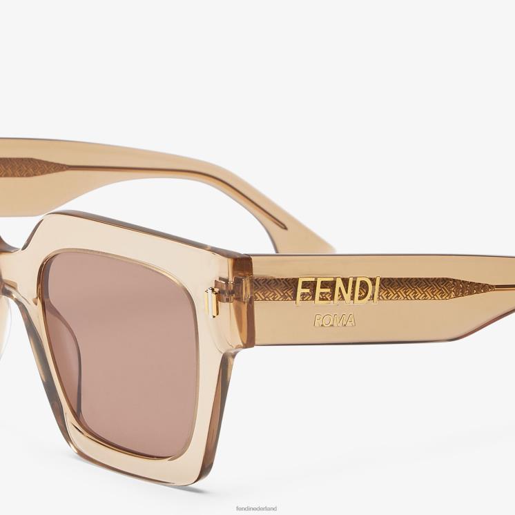 vrouwen accessoires Fendi 0J62L176 Zonnebril van acetaat met laag passende brug beige