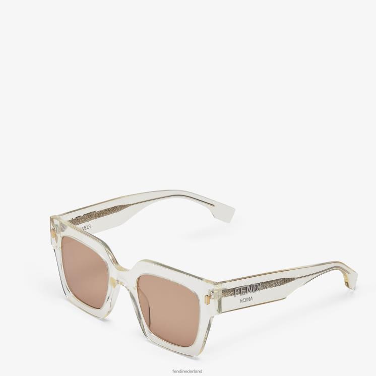 vrouwen accessoires Fendi 0J62L184 Zonnebril van acetaat met laag passende brug wit