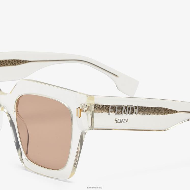 vrouwen accessoires Fendi 0J62L184 Zonnebril van acetaat met laag passende brug wit