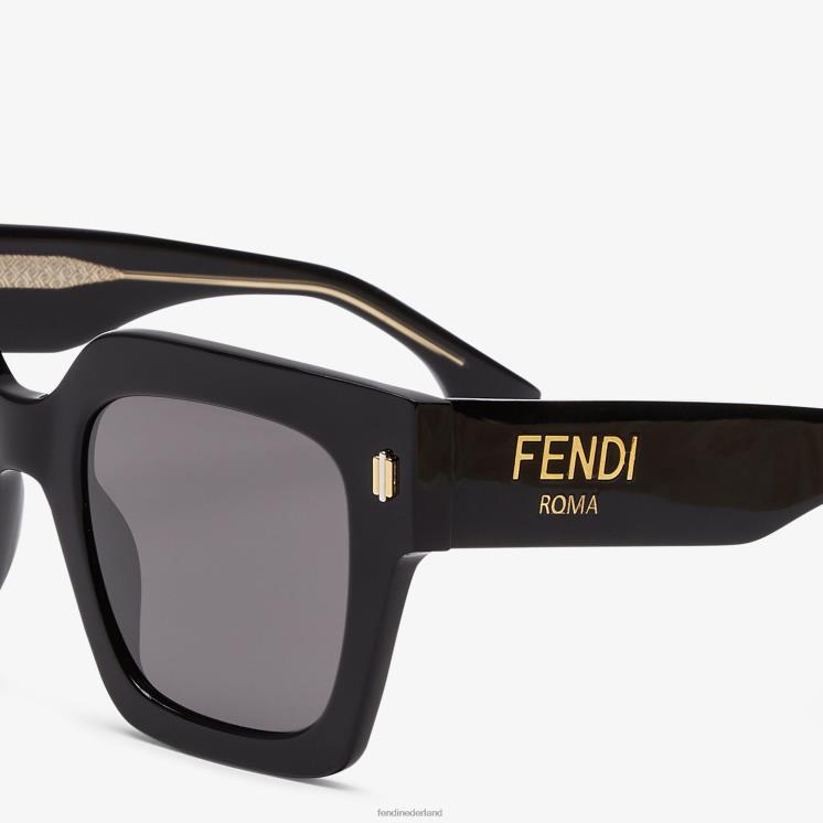 vrouwen accessoires Fendi 0J62L195 Zonnebril van acetaat met laag passende brug zwart