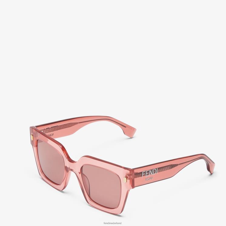 vrouwen accessoires Fendi 0J62L197 Zonnebril van acetaat met laag passende brug roze