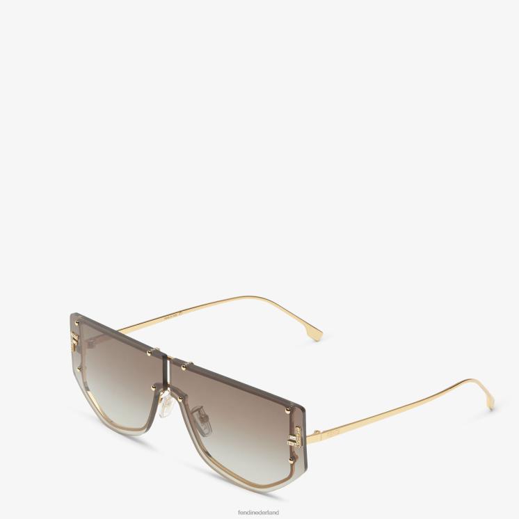 vrouwen accessoires Fendi 0J62L199 Shield-zonnebril met kaki gradiëntlenzen mode