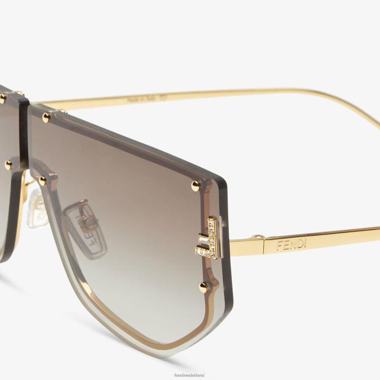 vrouwen accessoires Fendi 0J62L199 Shield-zonnebril met kaki gradiëntlenzen mode