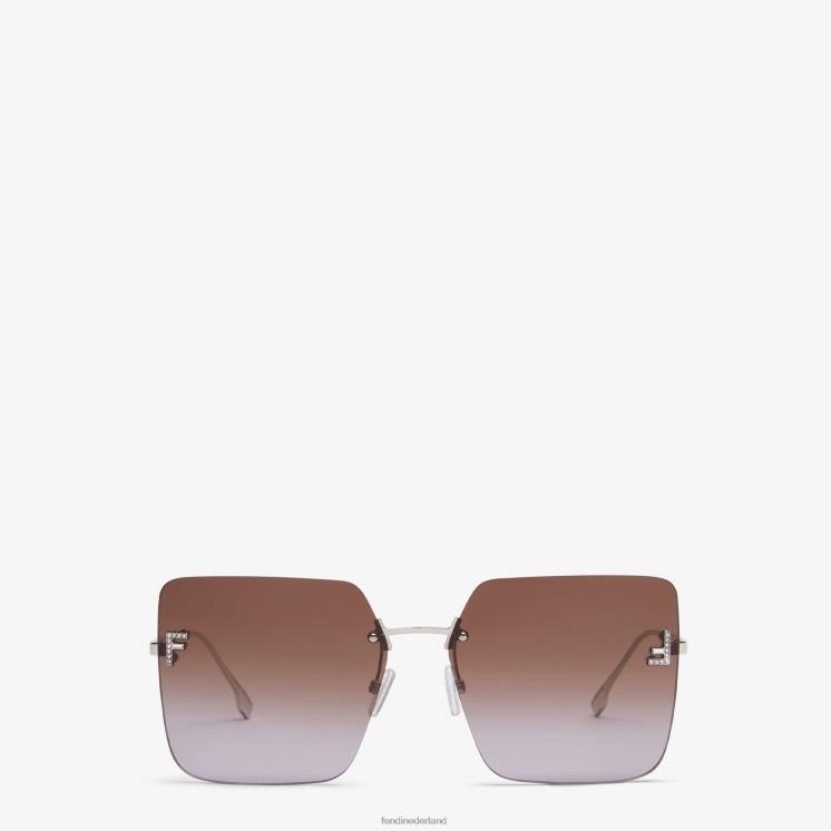 vrouwen accessoires Fendi 0J62L279 Zonnebril van palladiummetaal met tweekleurige gradiëntlenzen zilver