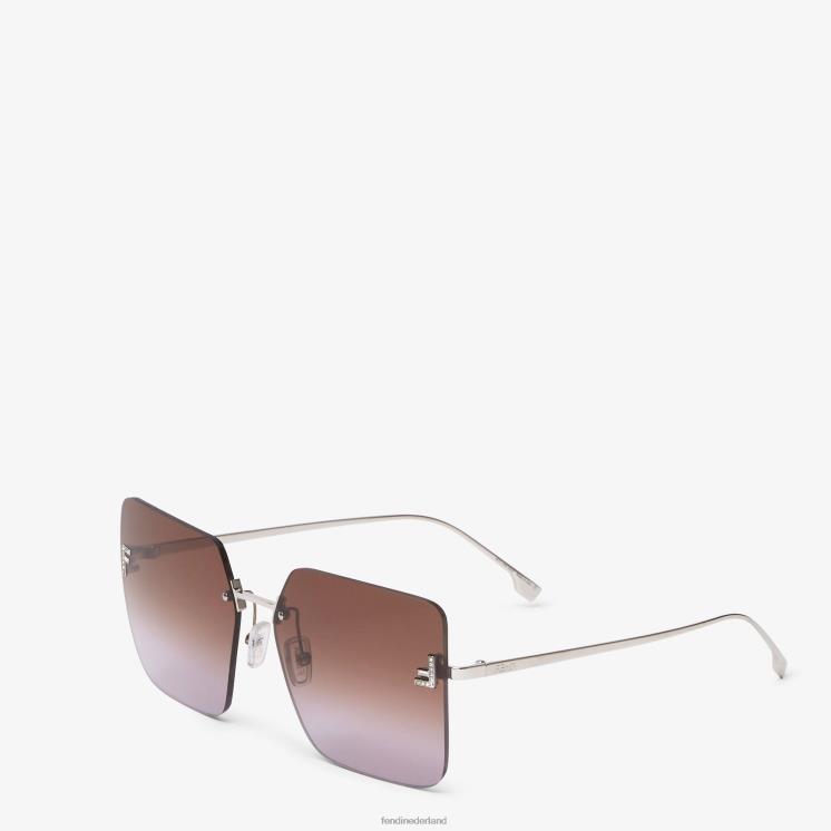vrouwen accessoires Fendi 0J62L279 Zonnebril van palladiummetaal met tweekleurige gradiëntlenzen zilver