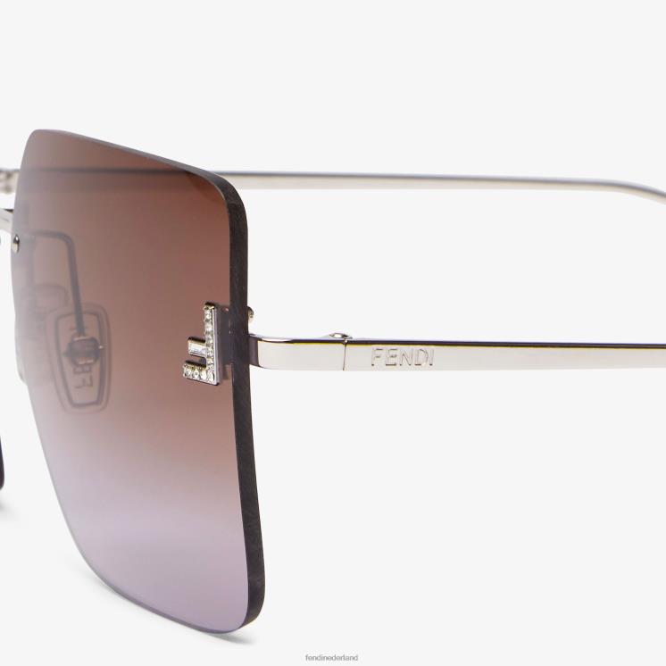 vrouwen accessoires Fendi 0J62L279 Zonnebril van palladiummetaal met tweekleurige gradiëntlenzen zilver