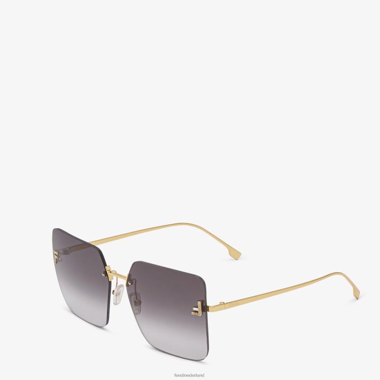 vrouwen accessoires Fendi 0J62L280 metalen zonnebril met gradiëntglazen goud