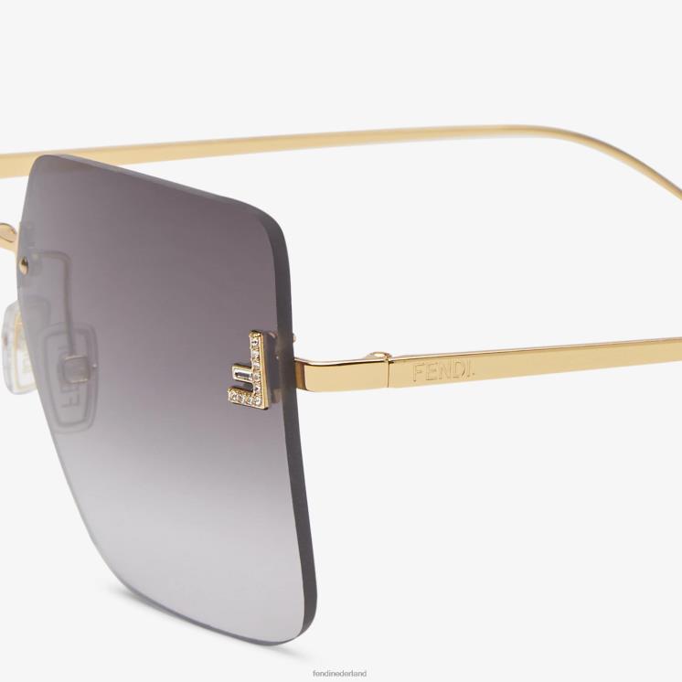 vrouwen accessoires Fendi 0J62L280 metalen zonnebril met gradiëntglazen goud