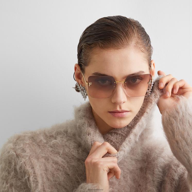 vrouwen accessoires Fendi 0J62L282 metalen zonnebril met tweekleurige gradiëntlenzen veelkleurig