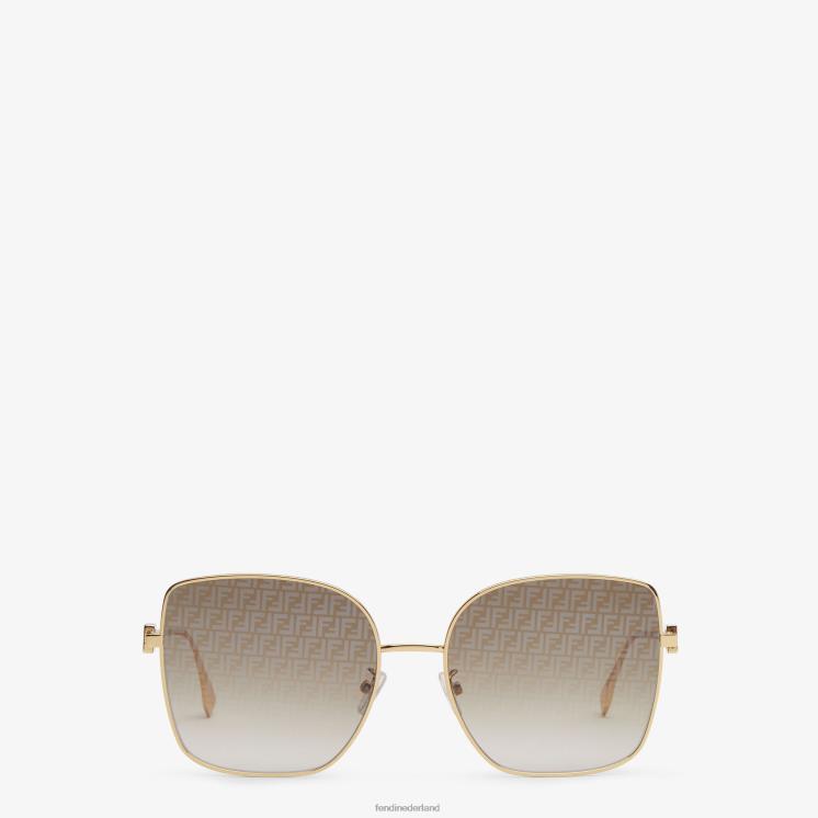 vrouwen accessoires Fendi 0J62L291 metalen zonnebril met lenzen met ff micro-logo goud