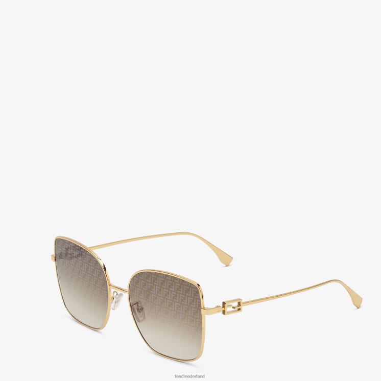 vrouwen accessoires Fendi 0J62L291 metalen zonnebril met lenzen met ff micro-logo goud