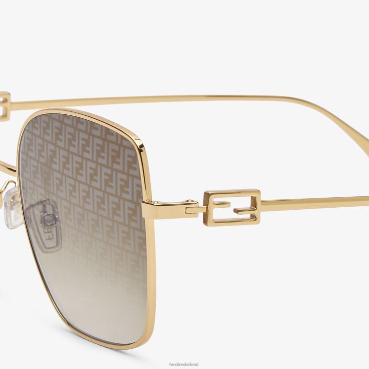 vrouwen accessoires Fendi 0J62L291 metalen zonnebril met lenzen met ff micro-logo goud