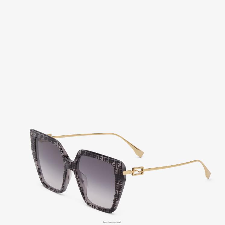 vrouwen accessoires Fendi 0J62L293 Havana ff-zonnebril van acetaat grijs