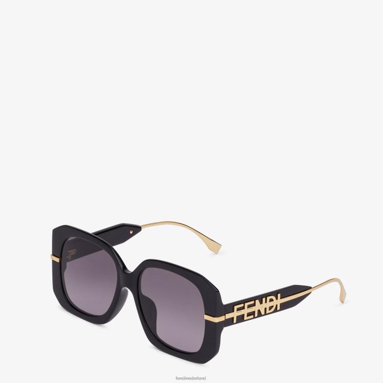 vrouwen accessoires Fendi 0J62L322 Zonnebril van acetaat met lage brugvorm zwart