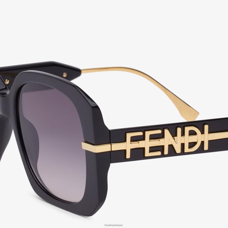 vrouwen accessoires Fendi 0J62L322 Zonnebril van acetaat met lage brugvorm zwart