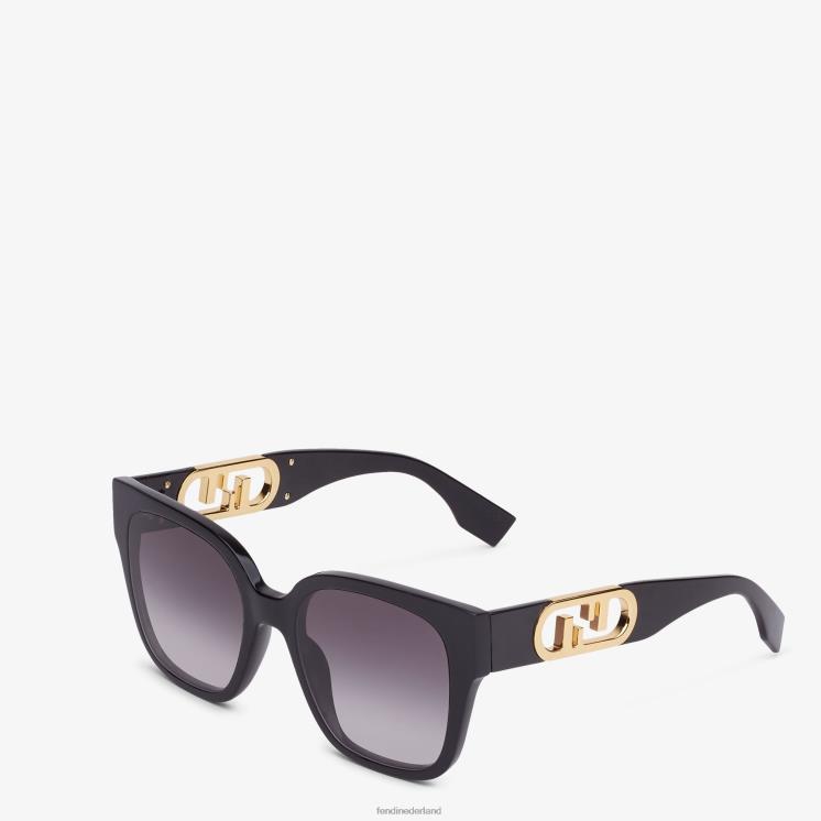 vrouwen accessoires Fendi 0J62L327 Zonnebril van acetaat met lage brugvorm zwart