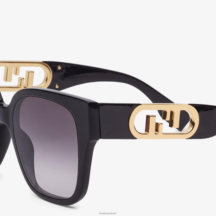 vrouwen accessoires Fendi 0J62L327 Zonnebril van acetaat met lage brugvorm zwart