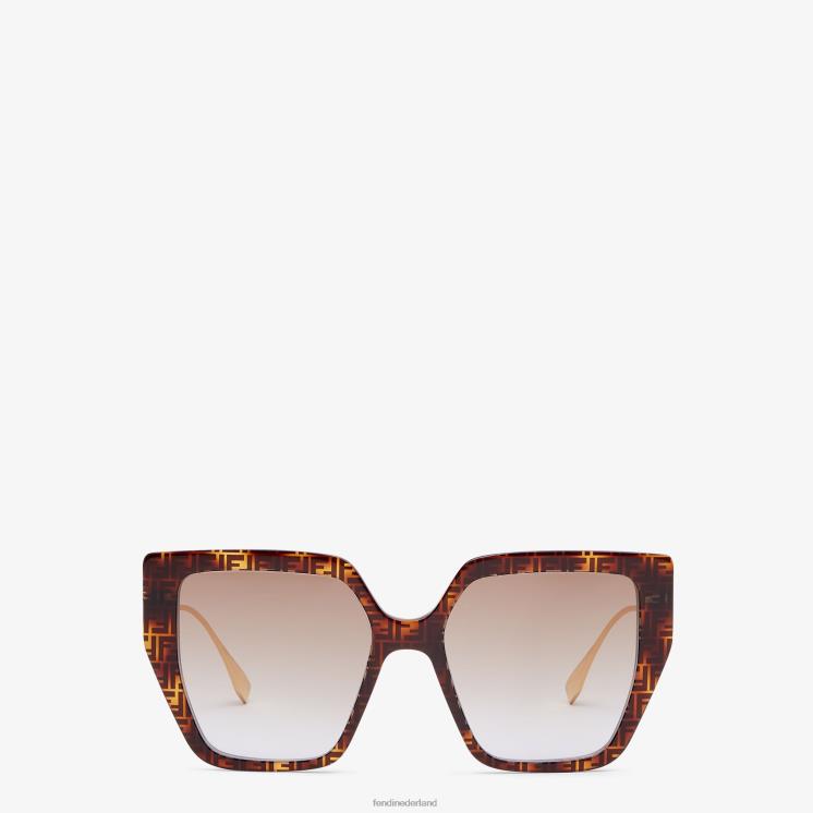 vrouwen accessoires Fendi 0J62L366 ff zonnebril van havana-acetaat en metaal mode