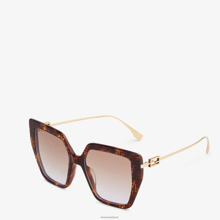 vrouwen accessoires Fendi 0J62L366 ff zonnebril van havana-acetaat en metaal mode