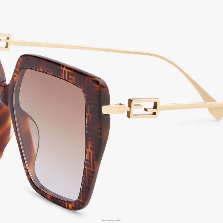 vrouwen accessoires Fendi 0J62L366 ff zonnebril van havana-acetaat en metaal mode