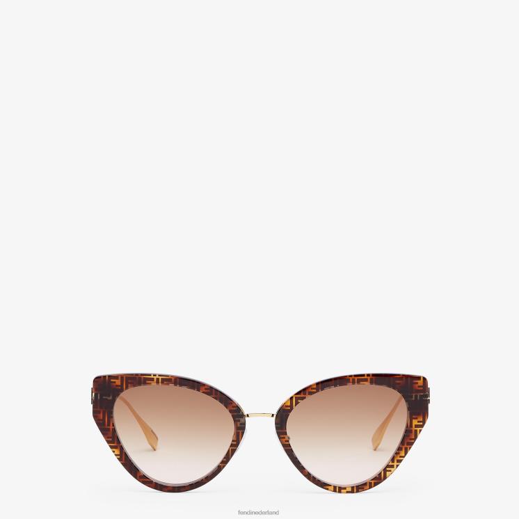 vrouwen accessoires Fendi 0J62L368 ff zonnebril van havana-acetaat en metaal mode