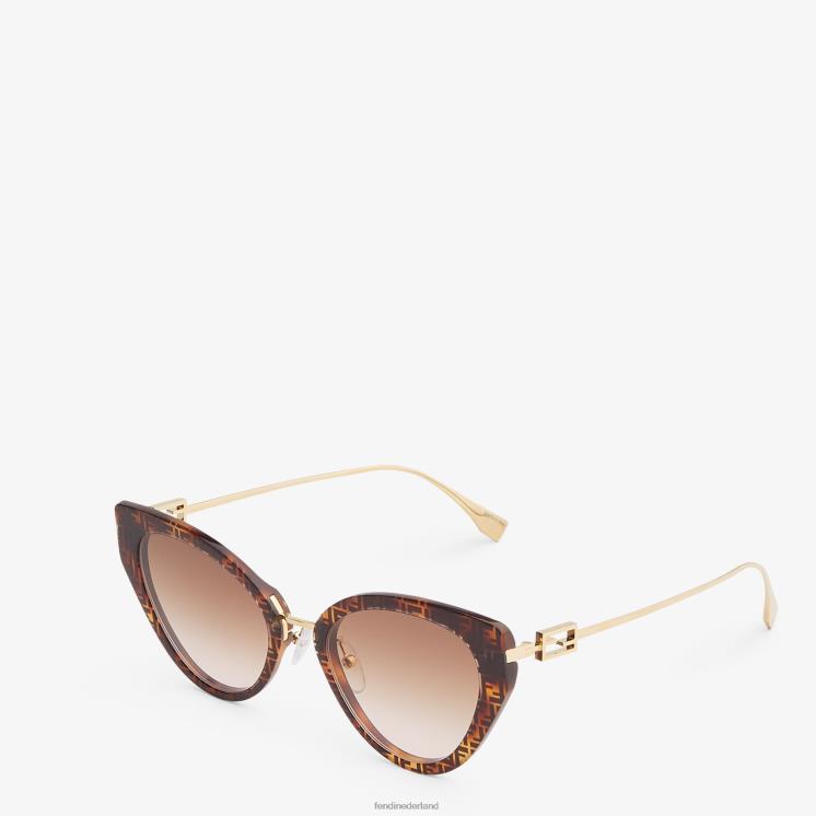 vrouwen accessoires Fendi 0J62L368 ff zonnebril van havana-acetaat en metaal mode