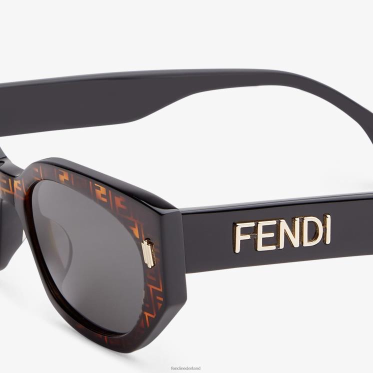 vrouwen accessoires Fendi 0J62L369 ff havana en acetaat zonnebril zwart