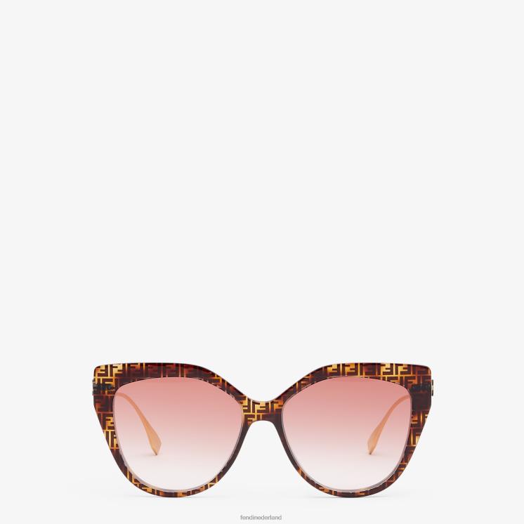 vrouwen accessoires Fendi 0J62L370 ff zonnebril van havana-acetaat en metaal mode