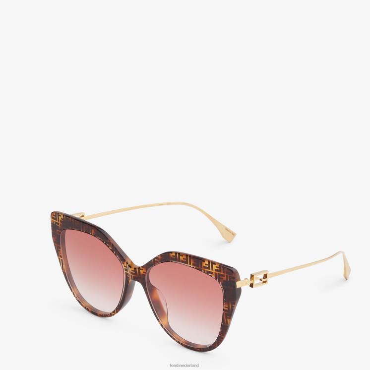 vrouwen accessoires Fendi 0J62L370 ff zonnebril van havana-acetaat en metaal mode