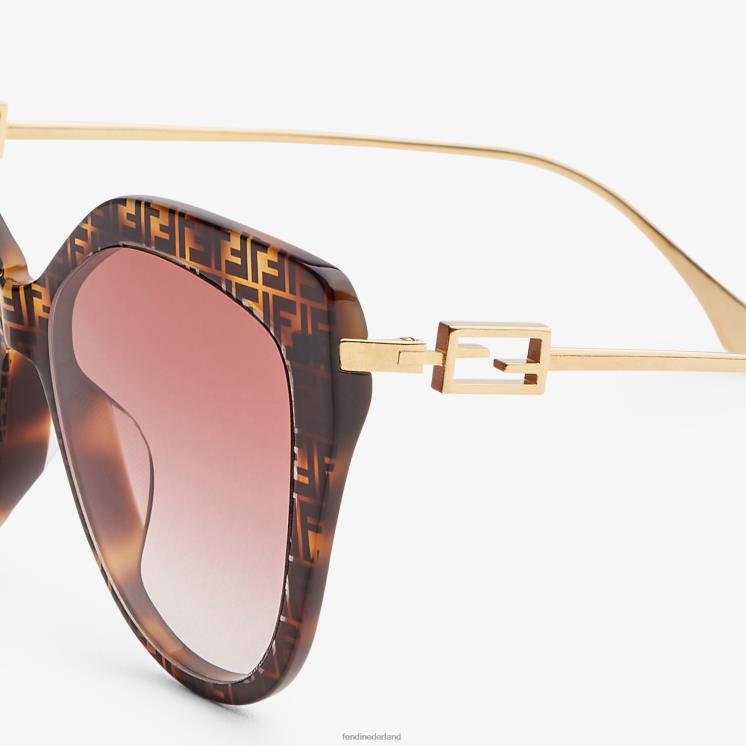 vrouwen accessoires Fendi 0J62L370 ff zonnebril van havana-acetaat en metaal mode