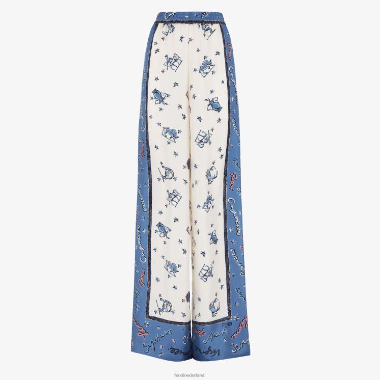 vrouwen kleding Fendi 0J62L1251 zijden broek blauw