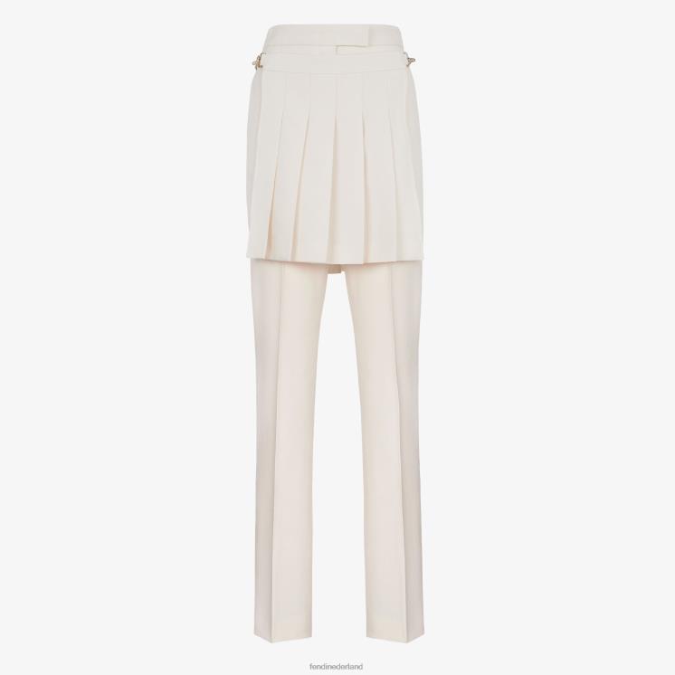 vrouwen kleding Fendi 0J62L948 Grain de poudre wollen broek wit