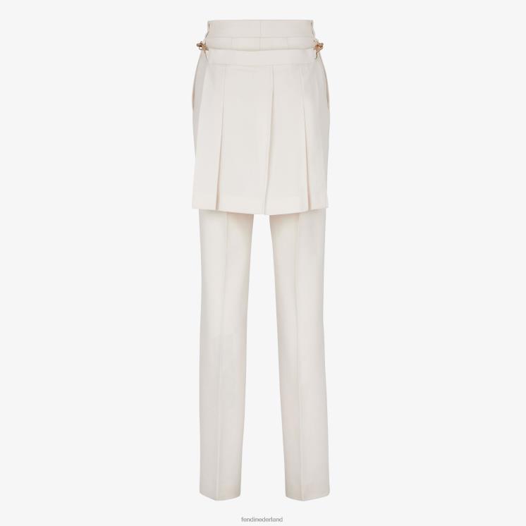 vrouwen kleding Fendi 0J62L948 Grain de poudre wollen broek wit