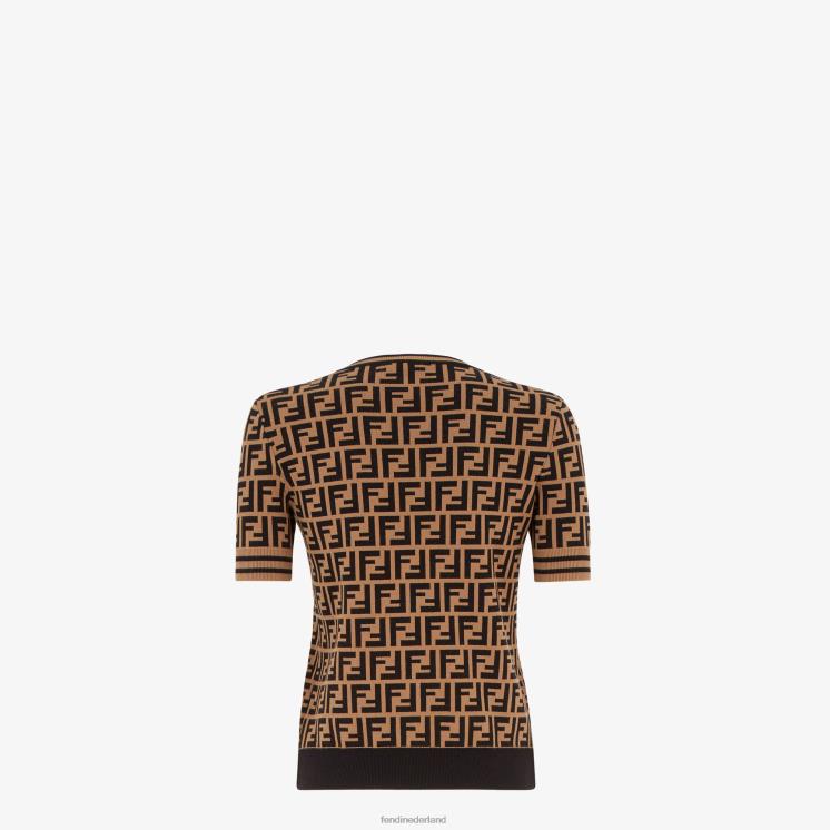vrouwen kleding Fendi 0J62L977 trui van stof met ff-motief veelkleurig