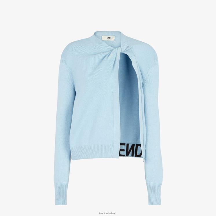 vrouwen kleding Fendi 0J62L990 kasjmier en wollen vest lichtblauw