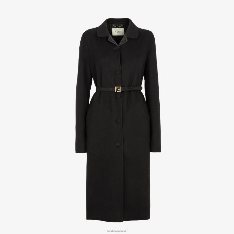 vrouwen kleding Fendi 0J62L1005 wollen overjas zwart