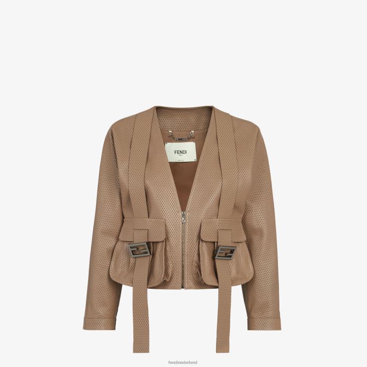 vrouwen kleding Fendi 0J62L1087 leren jas bruin