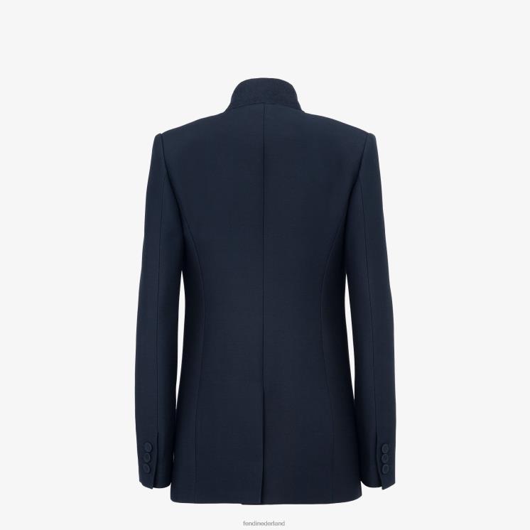 vrouwen kleding Fendi 0J62L1153 jasje van zijde en wol blauw