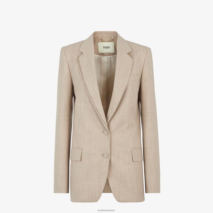 vrouwen kleding Fendi 0J62L949 flanellen blazer beige