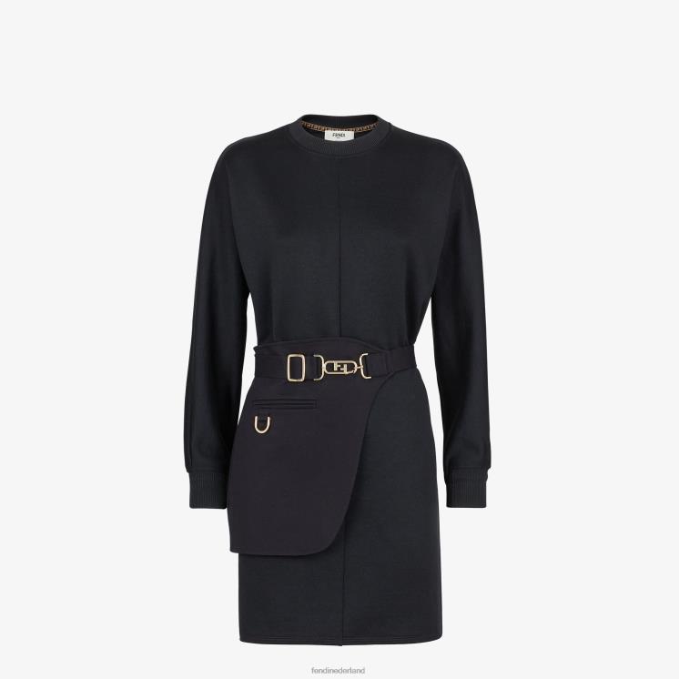 vrouwen kleding Fendi 0J62L1222 jersey jurk zwart