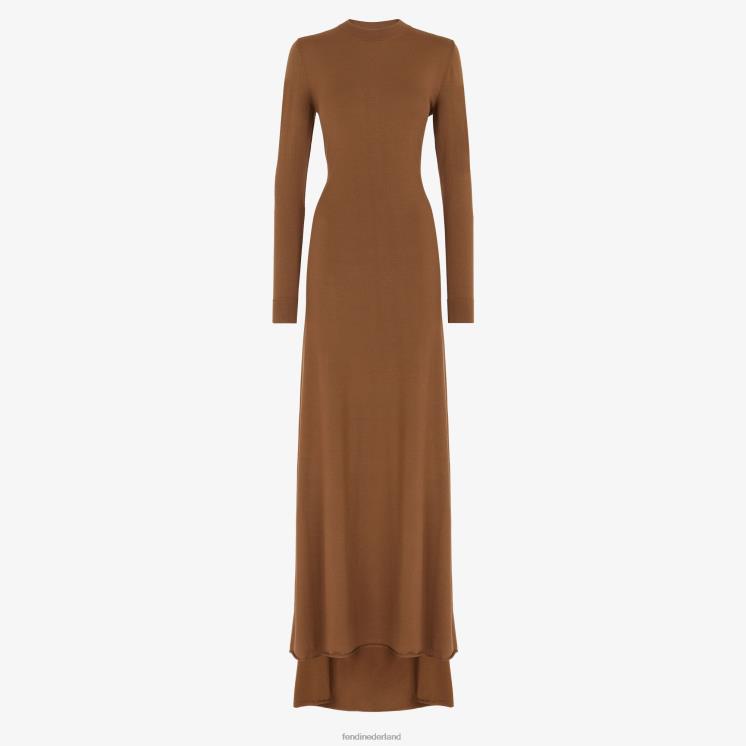 vrouwen kleding Fendi 0J62L1249 wollen jurk bruin