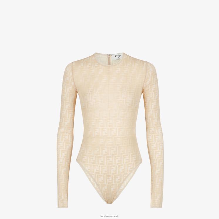 vrouwen kleding Fendi 0J62L968 kanten bodysuit beige