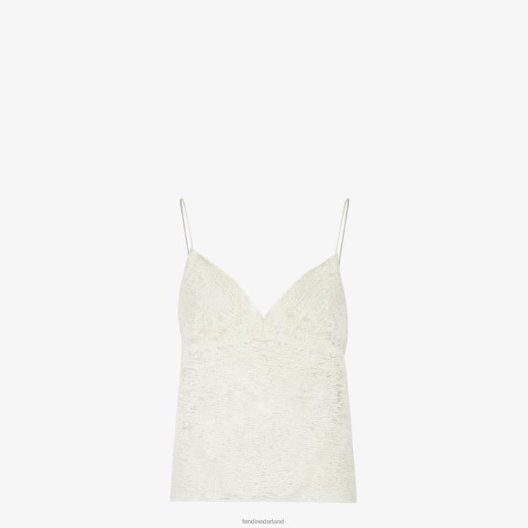 vrouwen kleding Fendi 0J62L941 kanten topje wit