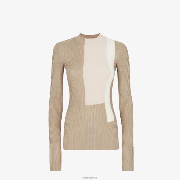 vrouwen kleding Fendi 0J62L954 viscose en zijden top beige