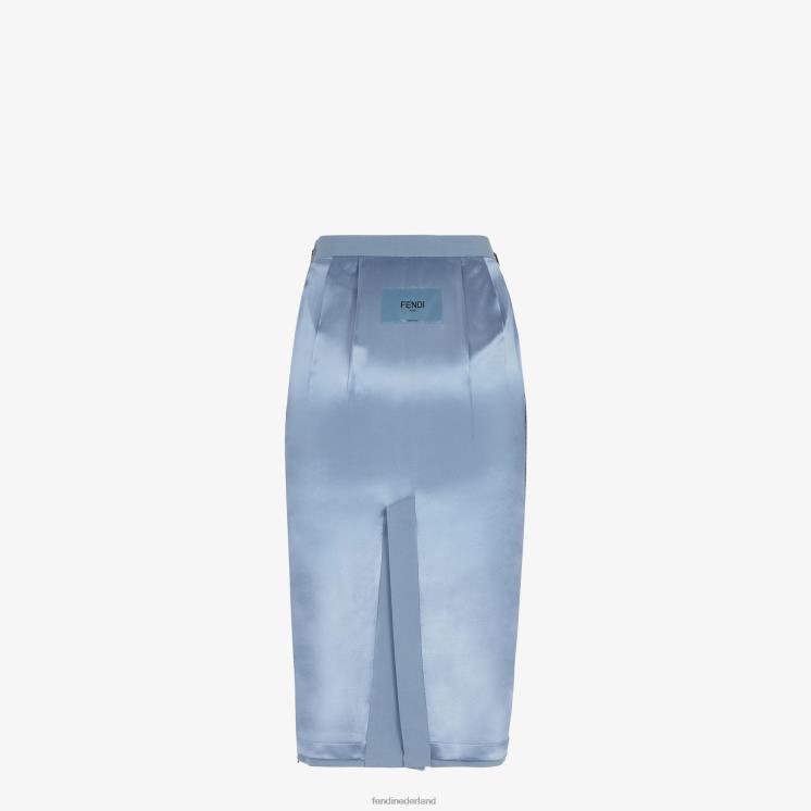 vrouwen kleding Fendi 0J62L1126 gabardine rok van satijn en wol blauw