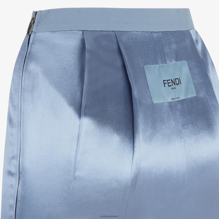 vrouwen kleding Fendi 0J62L1126 gabardine rok van satijn en wol blauw