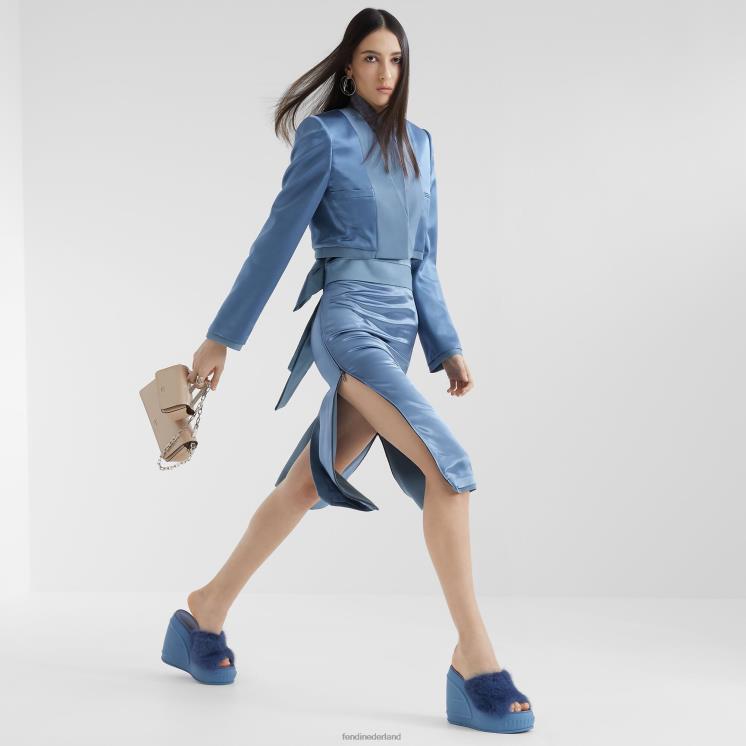 vrouwen kleding Fendi 0J62L1126 gabardine rok van satijn en wol blauw