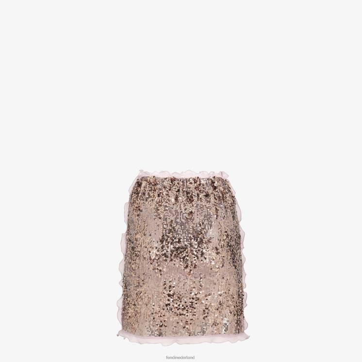 vrouwen kleding Fendi 0J62L1193 minirok met lila paillettenborduurwerk paars