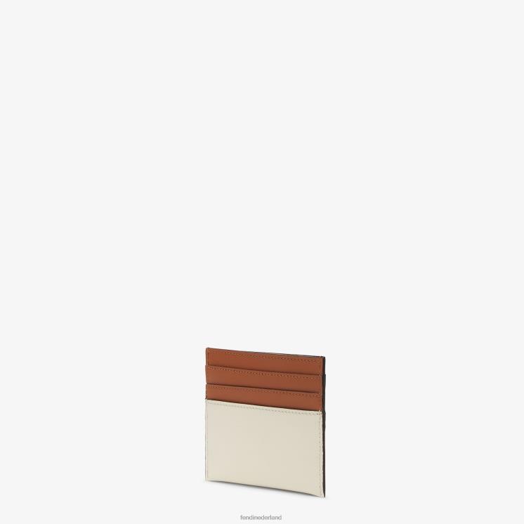 vrouwen accessoires Fendi 0J62L1429 tweekleurige en camellia lederen platte kaarthouder veelkleurig
